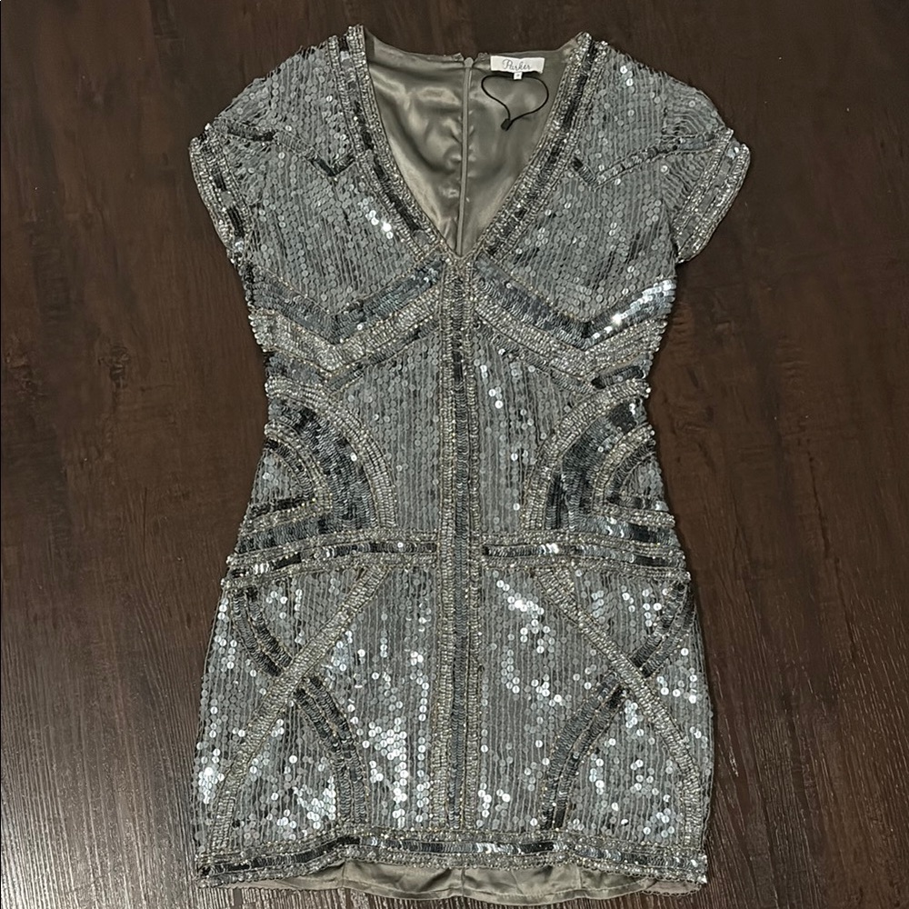 Parker Silver Sequin Bodycon Mini Dress